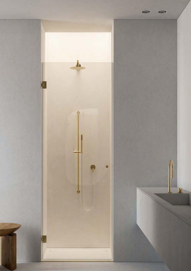 Kit douche porte battante mur/mur et charnières DQ40COV, pour verres 8/10  Bronze