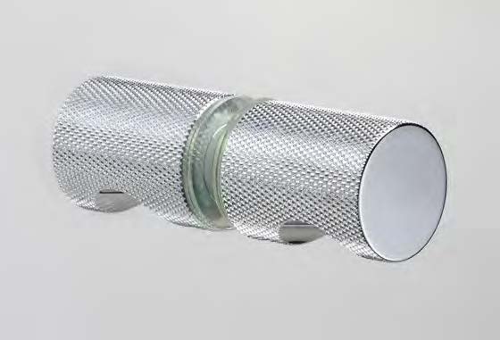 Paire de boutons moletés avec prise, pour verres 6/12, B34 L25  Effet inox brossé