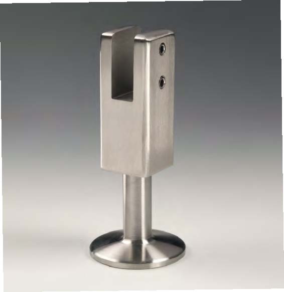 Pied réglable carré, pour verres 8/12, B60 H95/120  Inox brossé
