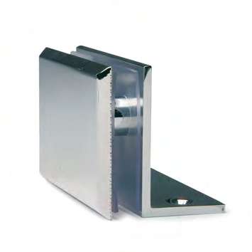 Pince mur/verre fixation latérale large, pour verres 6/10, B80 H50 L27  Chromé