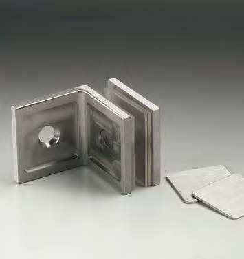 Pince mur/verre fixation latérale large, pour verres 6/12, B40 H40  Effet inox brossé