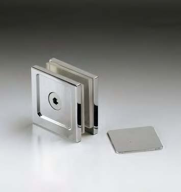 Pince mur/verre à fleur du mur, pour verres 6/12, B40 H40  Effet inox brossé