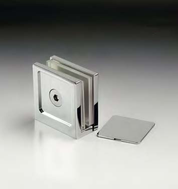 Pince mur/verre, pour verres 6/12, B40 H40  Effet inox brossé