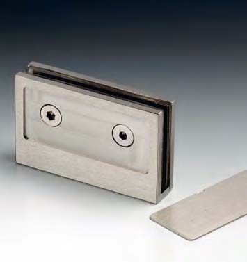 Pince mur/verre, pour verres 6/12, B80 H50  Effet inox brossé