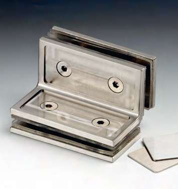 Pince verre/verre à 90°, pour verres 6/12, B80 H40  Effet inox brossé