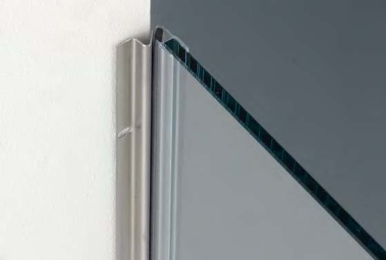Profil de butée magnétique à 45°, B22 H10.5 L2500  Inox brillant