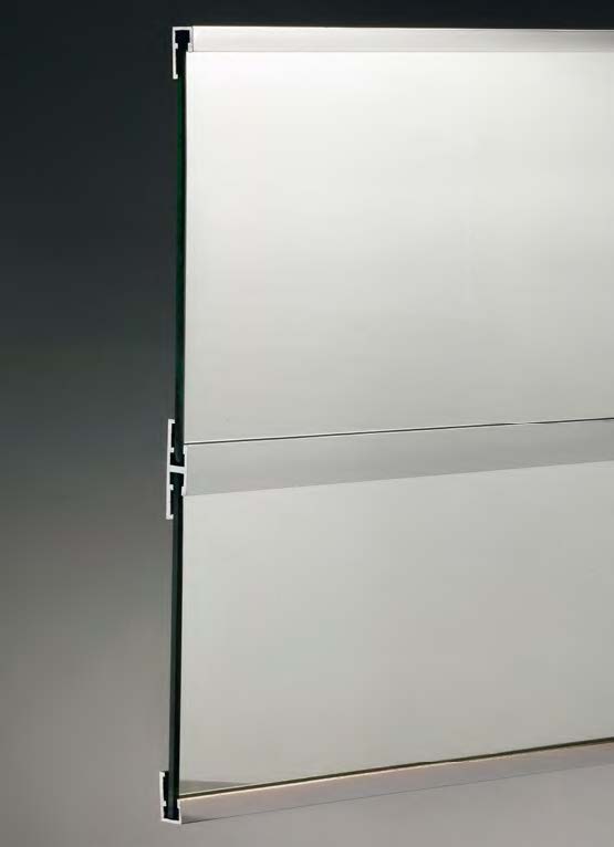 Profil double pour le support de miroirs, pour verres 4/6, L3000  Aluminium mat