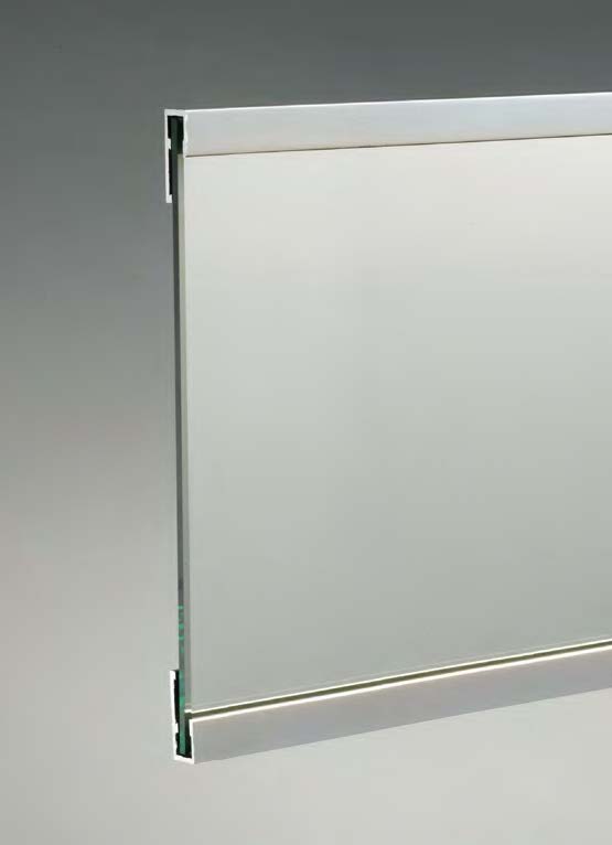 Profil simple pour le support de miroirs, pour verres 4/6, L3000  Aluminium mat