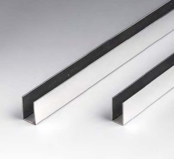 Profilé en « U » MIRROR, pour verres 10, B12.5 H20 L2000  