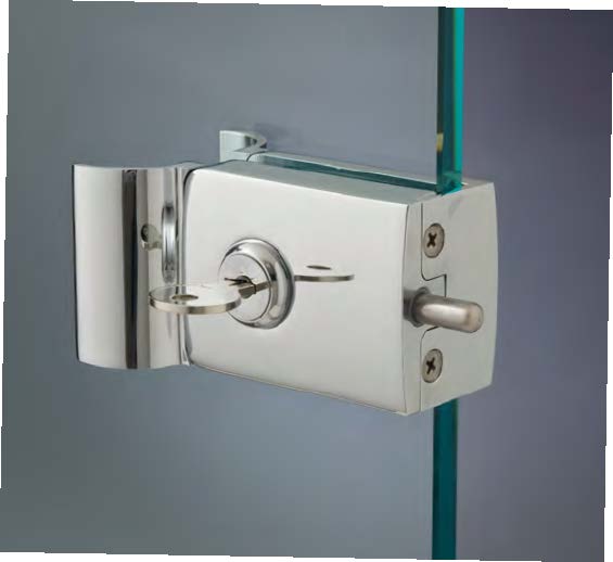 Serrure avec cylindre et poignées sans perçages, pour verres 8/10, B92 H50  Chromé