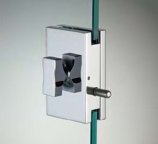 Serrure avec double bouton, pour verres 6/8, B50 H80  Bronze