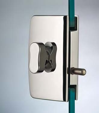 Serrure avec double bouton, pour verres 8/10, B55 H90  Chromé