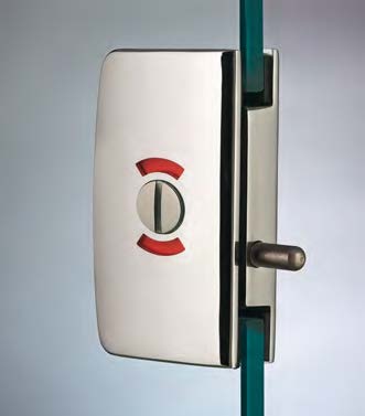 Serrure libre/occupé avec bouton, pour verres 8/10, B55 H90  Chromé