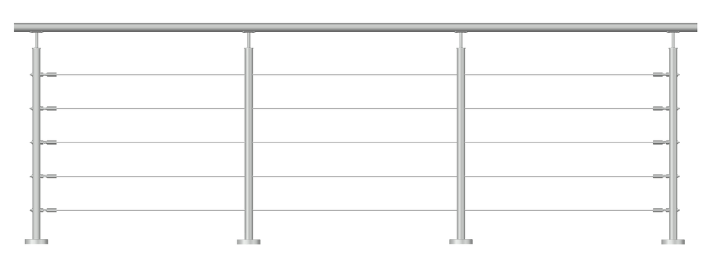 Kit garde Corps Cable inox 1 mètre linaire pose a l'anglaise 5 câbles 