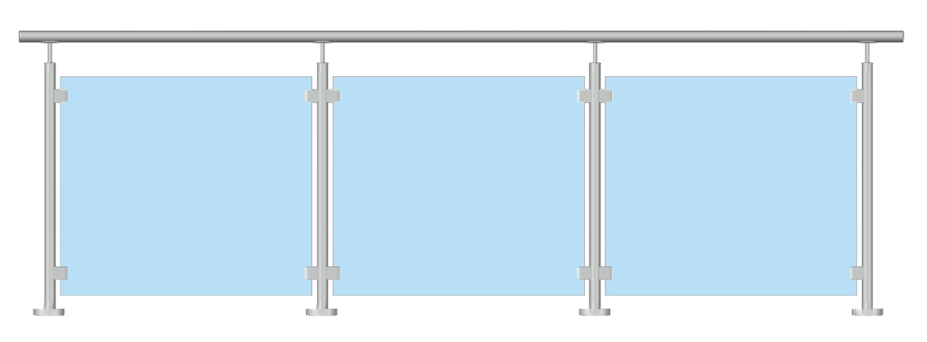 Kit garde Corps inox verre tout hauteur  1 mètre linaire pose au sol  (hors verre)