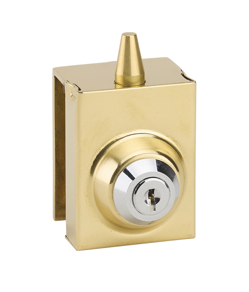 Loqueteau à clé sans encoche verre 8 et 10mm s'entrouvrant - Laiton poli