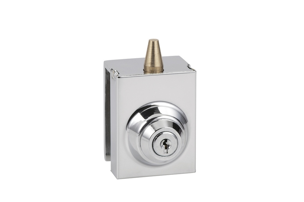 Loqueteau à clé sans encoche verre 8 et 10mm s'entrouvrant - Chromé brillant