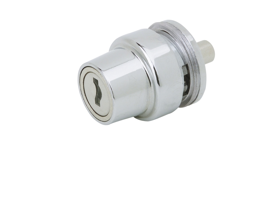 Serrure de vitrine à poussoir pour portes coulissantes en verre s'entrouvrant - Chromé brillant