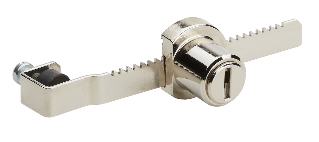 Serrure de vitrine à crémaillière pour portes coulissantes s'entrouvrant - Chromé brillant