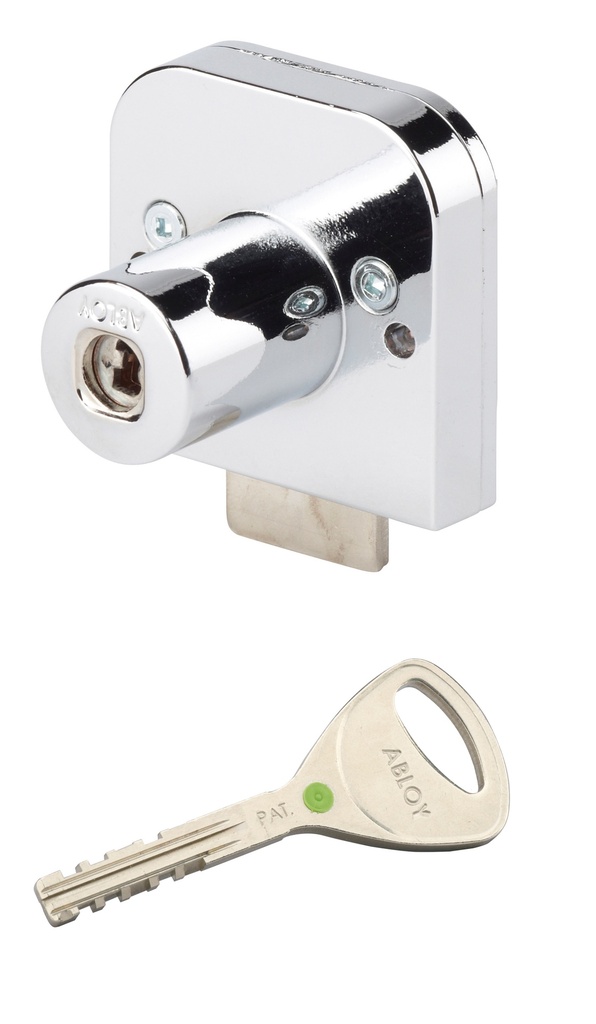 Serrure à pêne dormant à barillet de sécurité pour portes bois ép: maxi 25mm s'entrouvrant - Chromé brillant