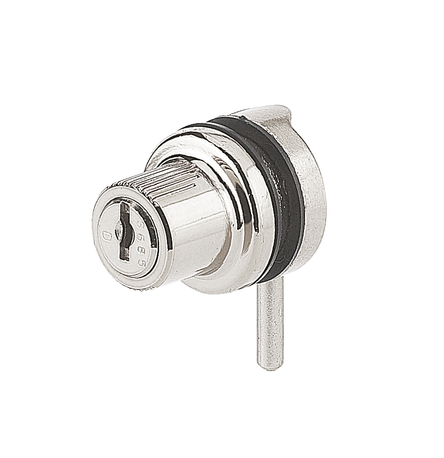 Serrure de vitrine à pêne dormant s'entrouvrant - Chromé brillant