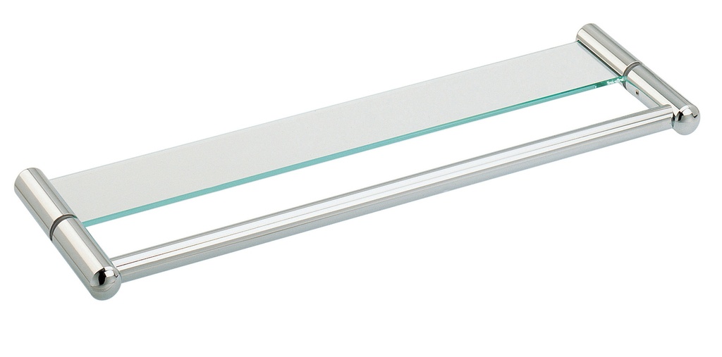 Porte serviette barre ext et tablette verre int ext lg: 600mm - Chromé brillant