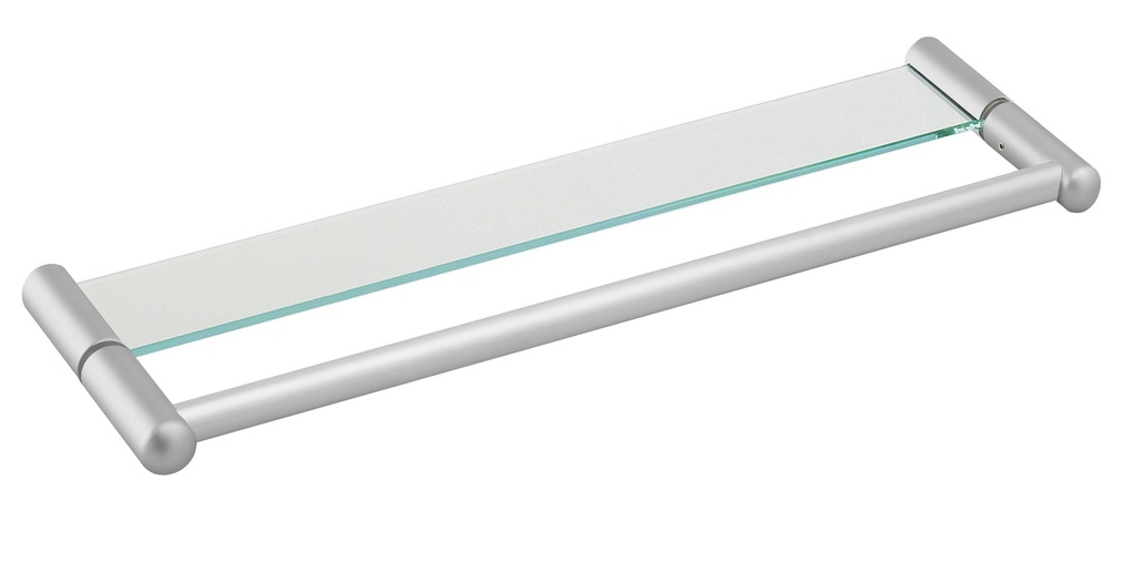 Porte serviette barre ext et tablette verre int ext lg: 600mm - Chromé mat