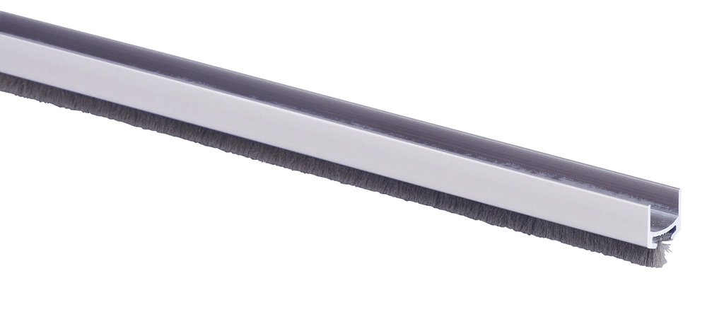 Joint U avec brosse centrale alu verre 10mm - Alu anodisé argent brossé