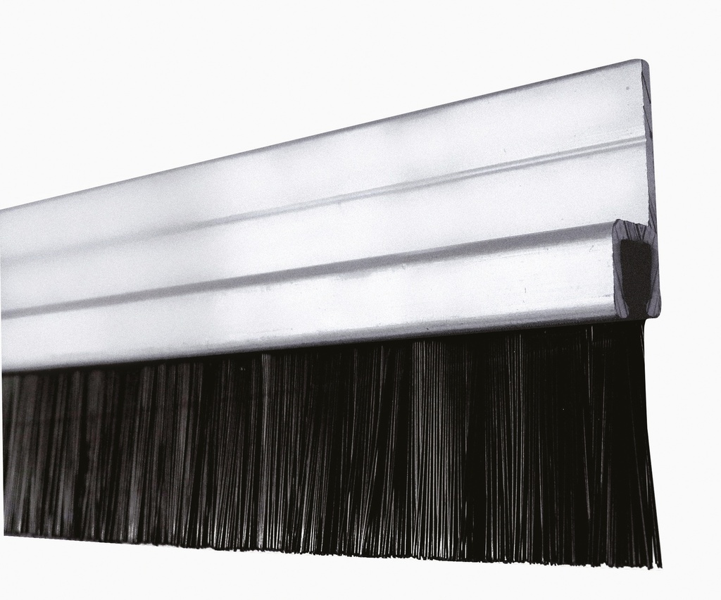 [2813N.12] Profil aluminium autocollant avec Joint brosse lg 2500 mm - Alu anodisé argent brossé