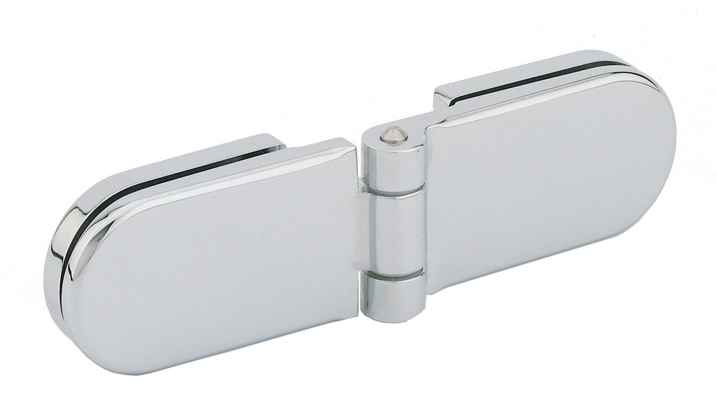 1 Charnière double Coralia simple action pour verre ép: 6 et 8 mm - Chromé brillant