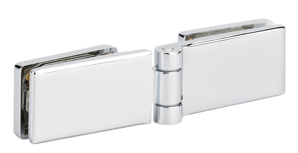 1 Charnière double Coralia simple action pour verre ép: 6 et 8 mm - Chromé brillant