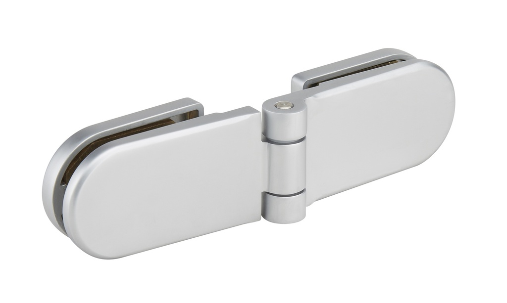 1 Charnière double Coralia simple action pour verre ép: 6 et 8 mm - Chromé mat
