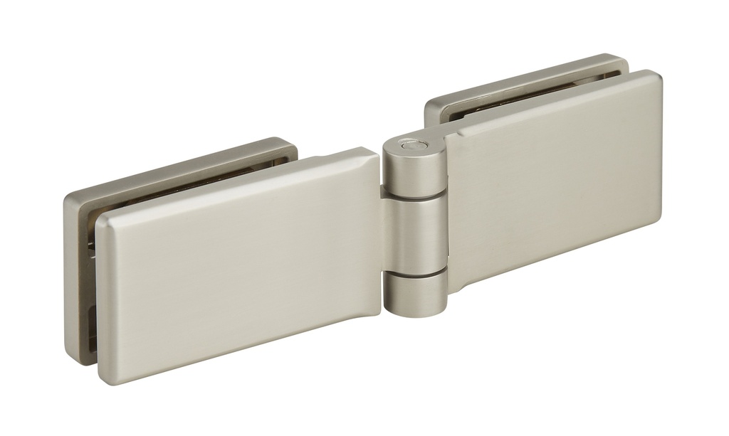 1 Charnière double Coralia simple action pour verre ép: 6 et 8 mm - Effet inox