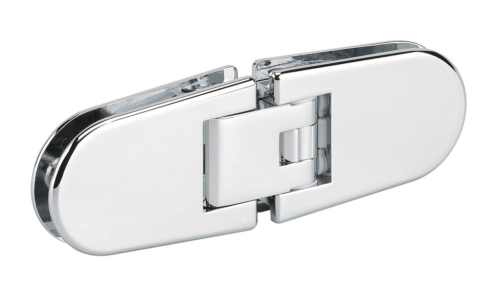 1 charnière double Maréva réglable pour verre ép: 6 et 8mm - Chromé brillant