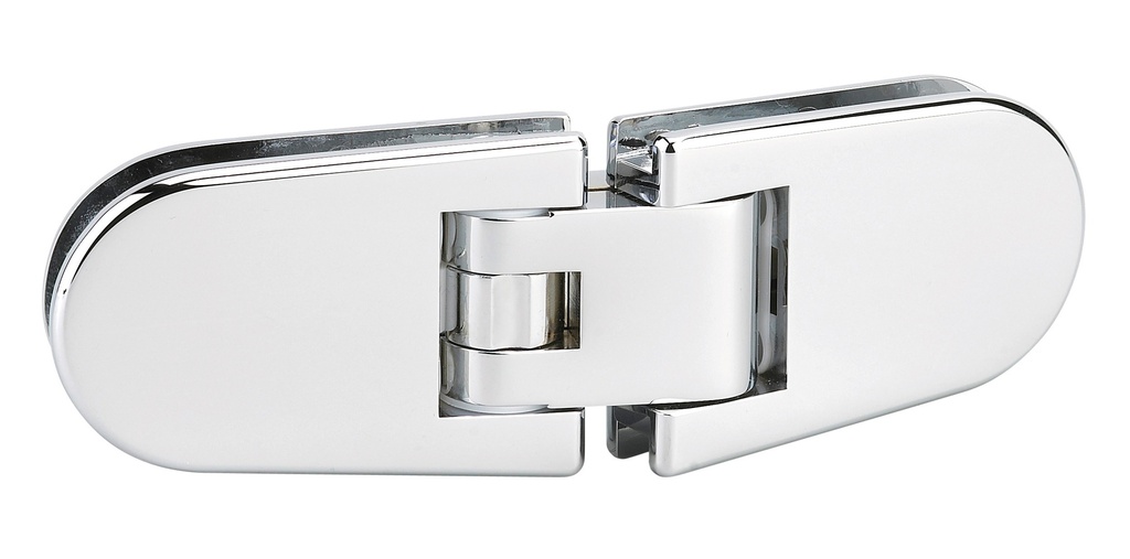1 charnière double Maréva blocage à 135° réglable pour verre ép: 6 et 8mm - Chromé brillant