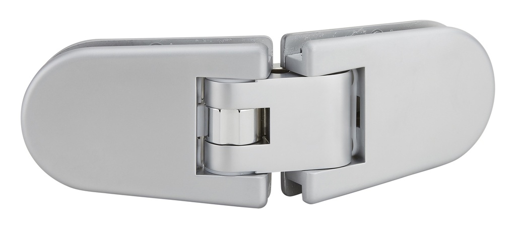 1 charnière double Maréva blocage à 135° réglable pour verre ép: 6 et 8mm - Chromé mat