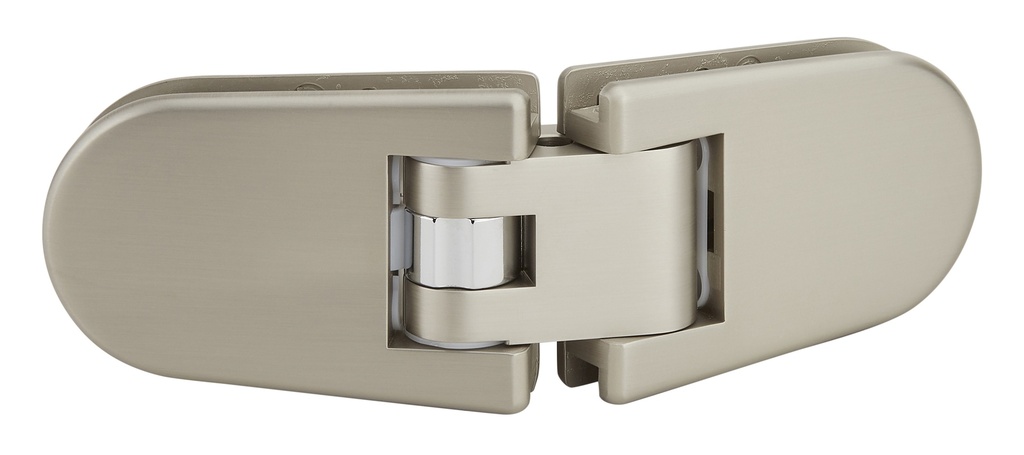 1 charnière double Maréva blocage à 135° réglable pour verre ép: 6 et 8mm - Effet inox