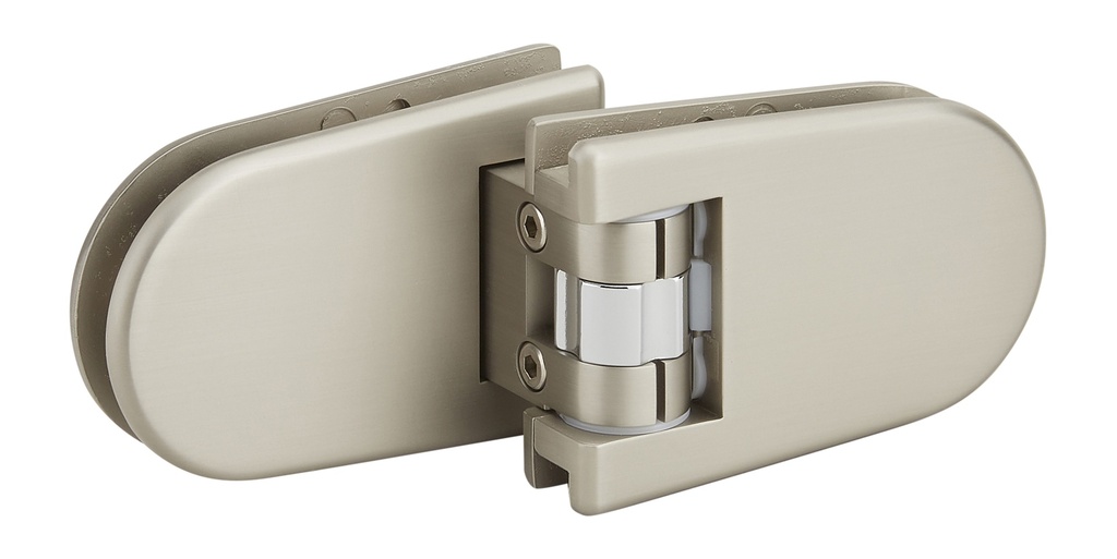 1 charnière double Maréva réglable à recouvrement pour verre ép: 6 et 8mm - Effet inox