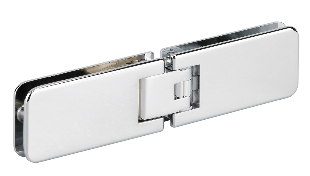 1 charnière double Marine réglable pour verre ép: 8 et 10mm - Chromé brillant
