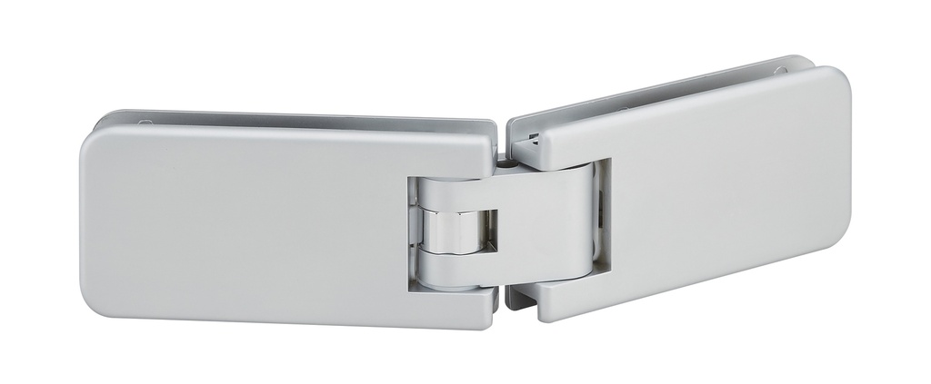 1 charnière double Marine blocage à 135° réglable pour verre ép: 8 et 10mm - Chromé mat