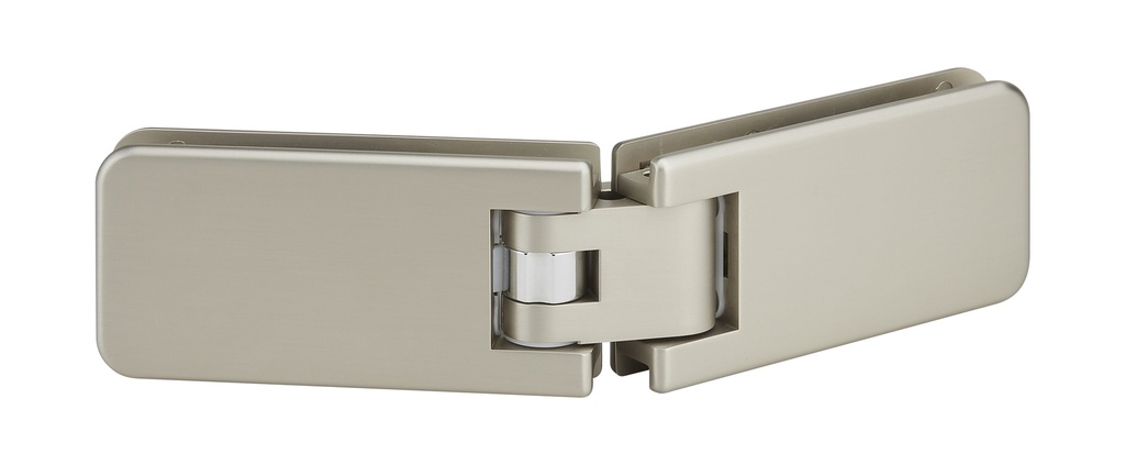 1 charnière double Marine blocage à 135° réglable pour verre ép: 8 et 10mm - Effet inox