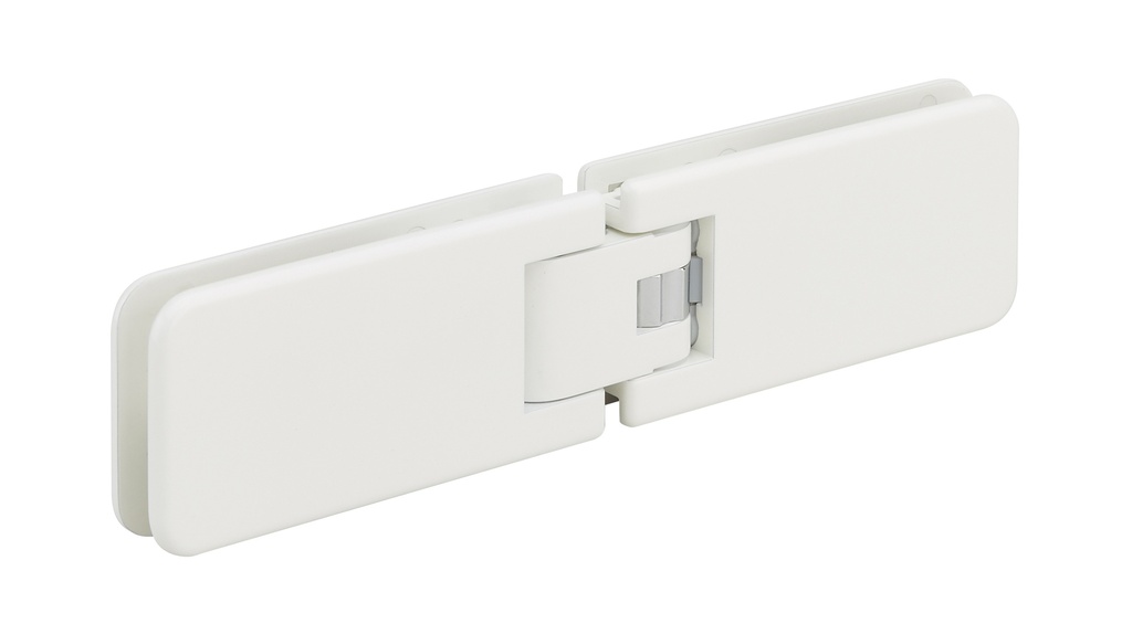 1 charnière double Marine réglable pour verre ép: 8 et 10mm - Laqué blanc RAL 9010