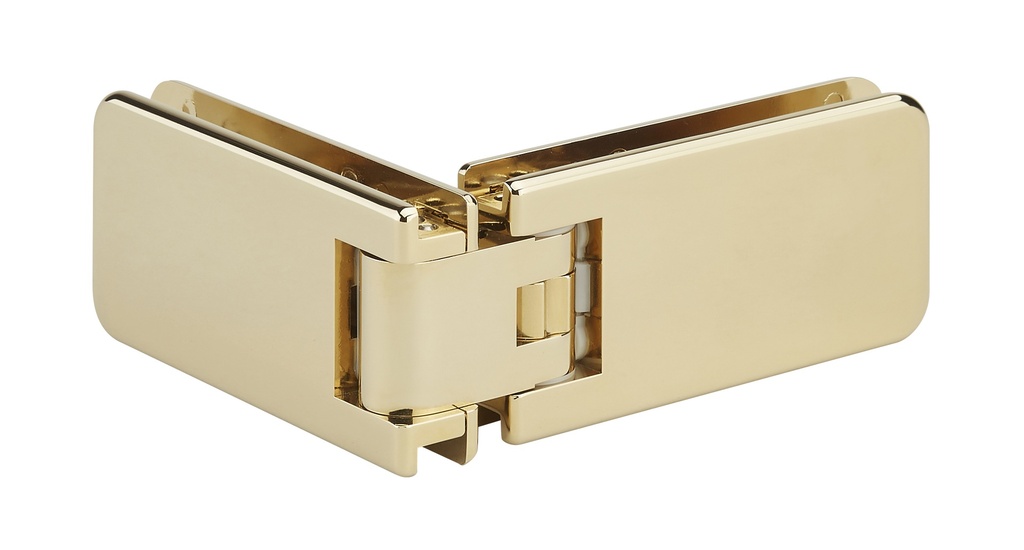 1 charnière double Marine d'angle réglable pour verre ép: 8 et 10mm - Laiton pvd