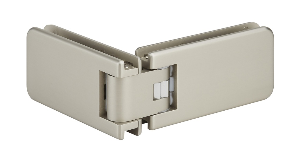 1 charnière double Marine d'angle réglable pour verre ép: 8 et 10mm - Effet inox