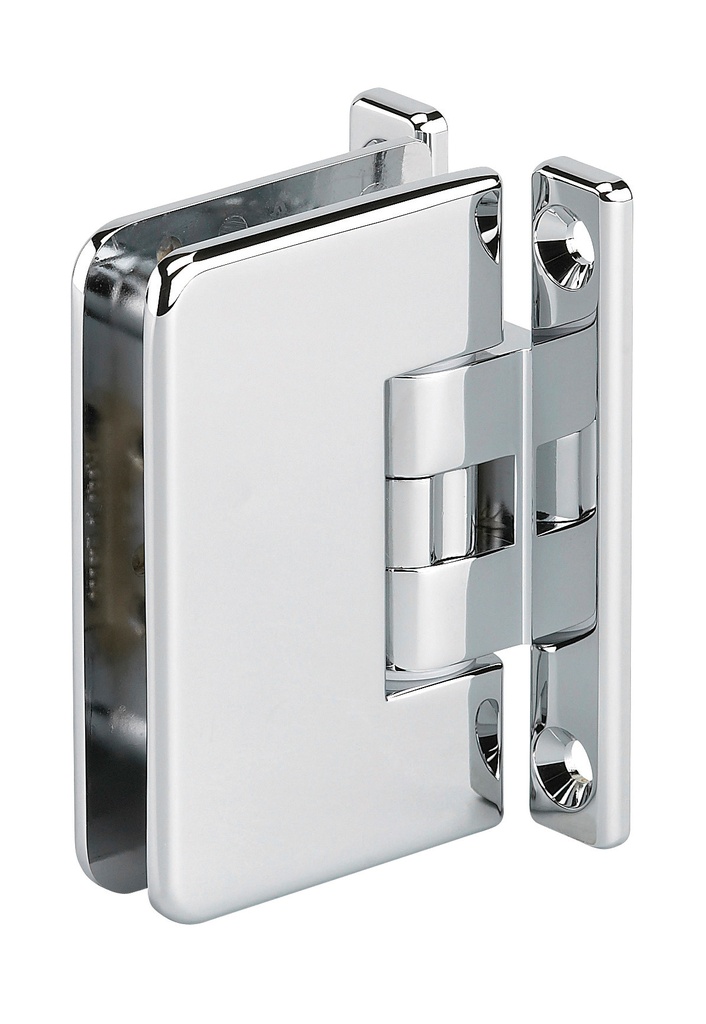 [3560.30.0RNS] 1 charnière simple Mélora réglable platine à 4 trous verre 8/10 et 12mm - Chromé brillant