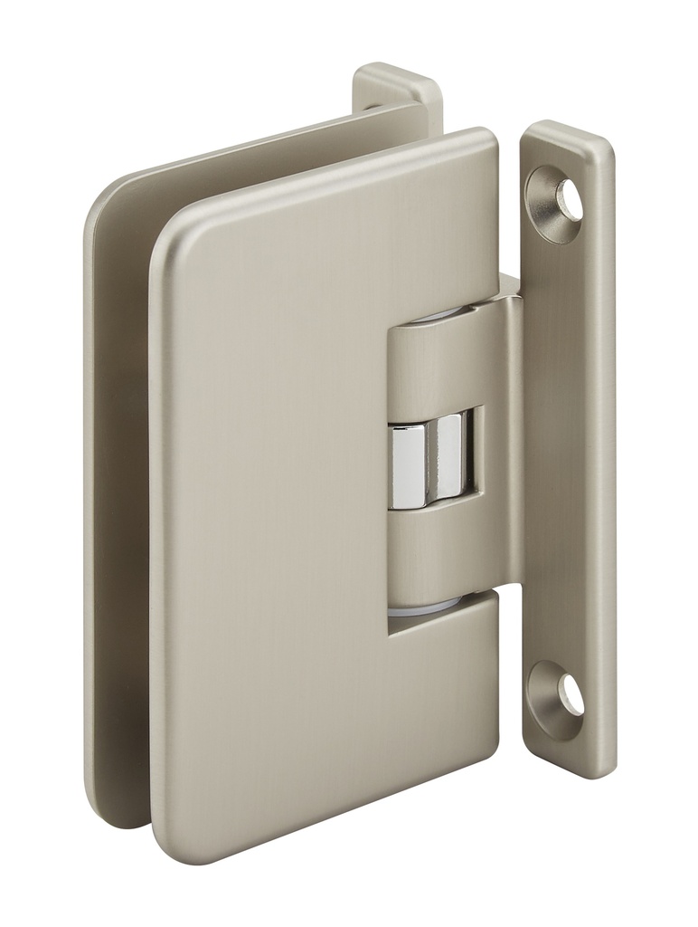 1 charnière simple Mélora réglable platine à 4 trous verre 8/10 et 12mm - Effet inox