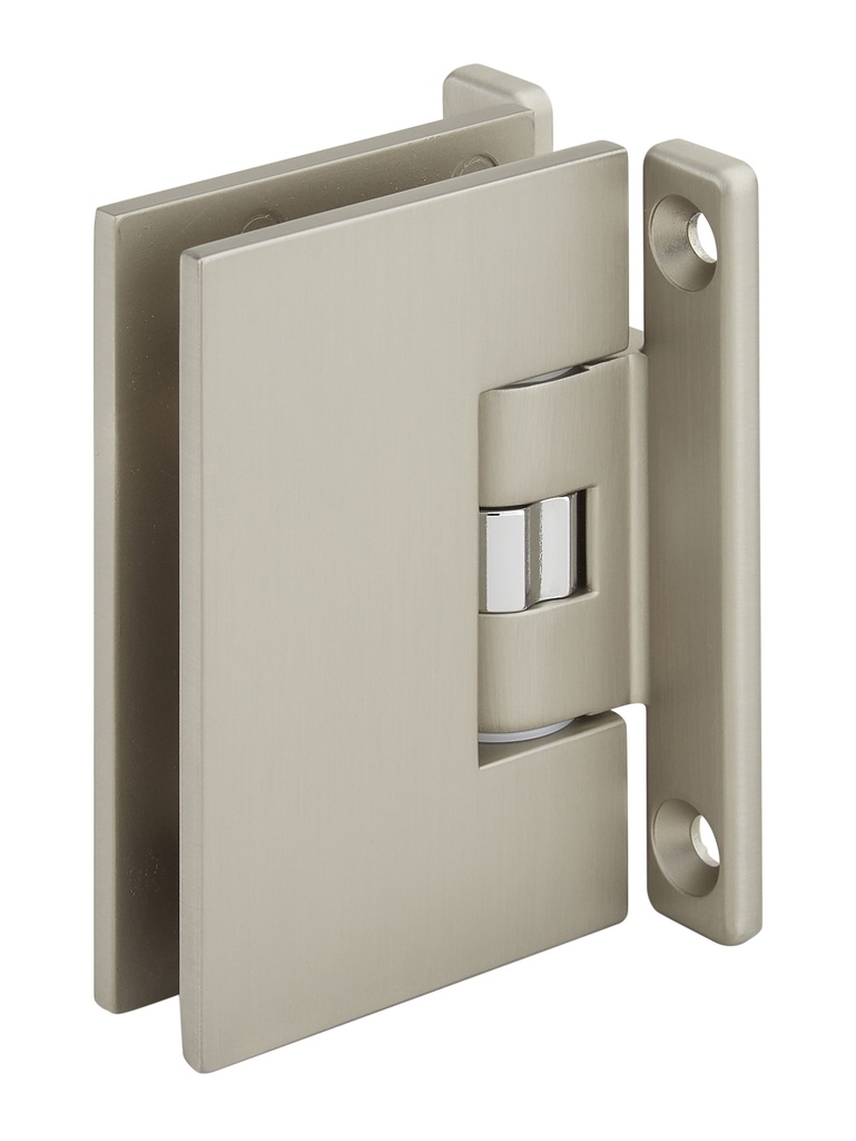 1 charnière simple Mélora SQ réglable platine à 4 trous verre 8/10 et 12mm - Effet inox
