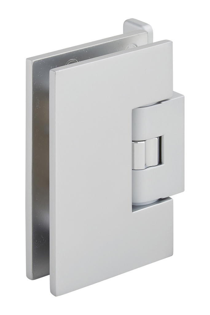 1 charnière simple Mélora SQ réglable platine à 2 trous verre 8/10 et 12mm - Chromé mat