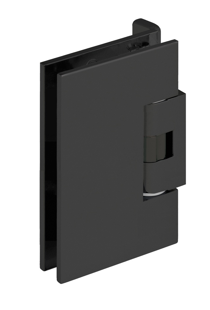 1 charnière simple Mélora SQ réglable platine à 2 trous verre 8/10 et 12mm - Laqué noir velours