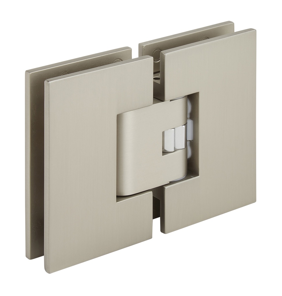 1 charnière double Mélora SQ réglable verre 8/10 et 12mm - Effet inox
